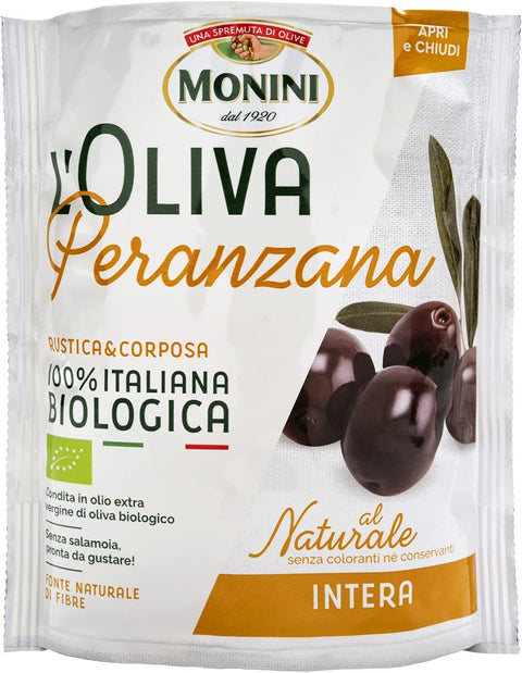 The Monini Peranzana Olive Black 100% Natural Italian Organic 150 g Pack of 6