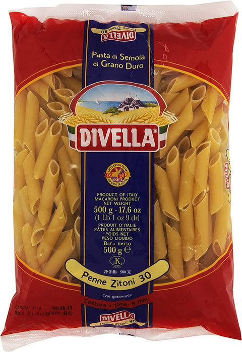 20 x Pasta Divella 100% Italian N° 30 Penne Zitoni 500 g