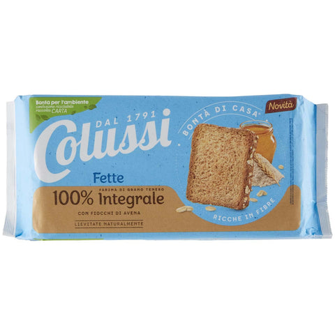 Colussi Fat Biscottate Integrali Rusks with Whole Wheat Flour Baked Bread Pack of 425 g, Each Pack Contains 48 Rusks