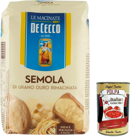 3x De Cecco durum wheat semola - semola di grano duro rimacinata + Italian gourmet polpa 400g