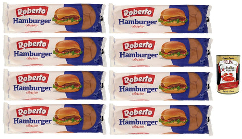 Roberto Hamburger Bread, Each Pack Contains 6 Hamburger Buns, 8 x 300 g + Italian Gourmet Polpa 400 g