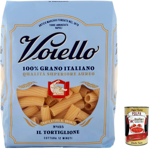 Voiello Pasta Tortiglioni Pasta 100% Italian N125 500g + Italian Gourmet Polpa 400g Pack of 10