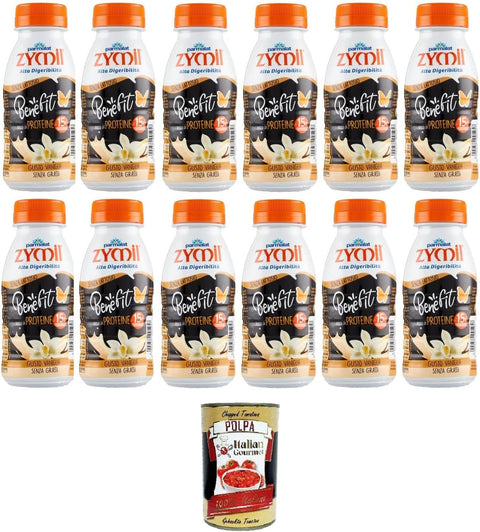 Zymil Highly Digestible, Lactose-free Benefit Protein, Vanilla Flavour, 12 x 250 ml + Italian Gourmet Polpa di Pomodoro 400 g