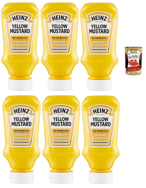 Heinz Yellow Mustard Senape Classica, Original American Mustard, New York Deli Style, 6 x 240 g + Italian Gourmet Polpa 400 g