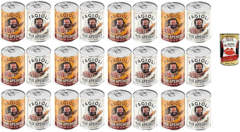 Fagioli alla Bud Spencer Beans Test Pack Tex Mex and Borlotti, Bud Power Bud-Spencer-Tex Mex Beans Ready to Try 24 x 400 g + Italian Gourmet Polpa 400 g