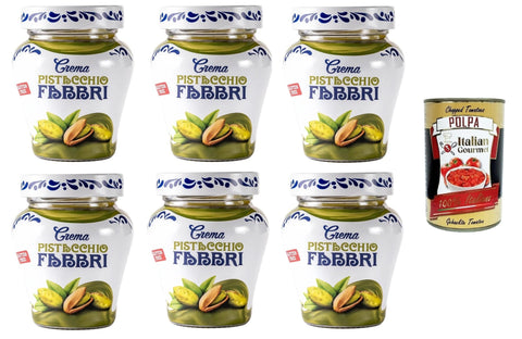 Fabbri Crema Pistacchio Senza Glutine Glutine Free Pistachio Cream 6 x 200 g + Italian Gourmet Polpa 400 g