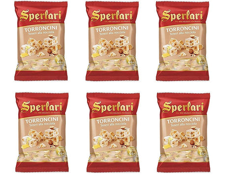 6 x Sperlari Torroncini teneri alla nocciola 44% hazelnuts soft hazelnut nougats 130 g