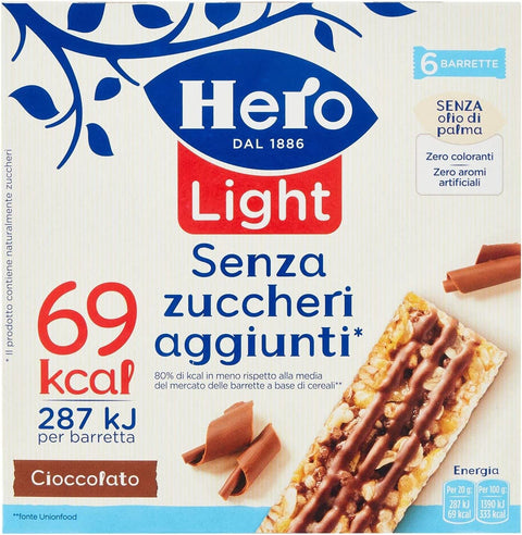 Hero Light Chocolate Cereal Bars, Chocolate, Palm Oil, No Preservatives, No Dyes, No Added Sugar, 120 g, Pack of 6