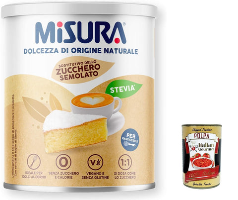 3 x Misura Pasticceria Stevia Dolcificante Sweetener in Very Fine Crystals, Replacement of Granulated Sugar for Desserts, Zero Calories, Gluten Free, 500 g + Italian Gourmet Polpa 400 g