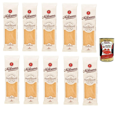 La Molisana Spaghettoni N. 14 Pasta Lenta Lavorazione Pasta Made of Durum Wheat Semolina Bronze Drawing 500 g + Italian Gourmet Polpa 400 g Pack of 10