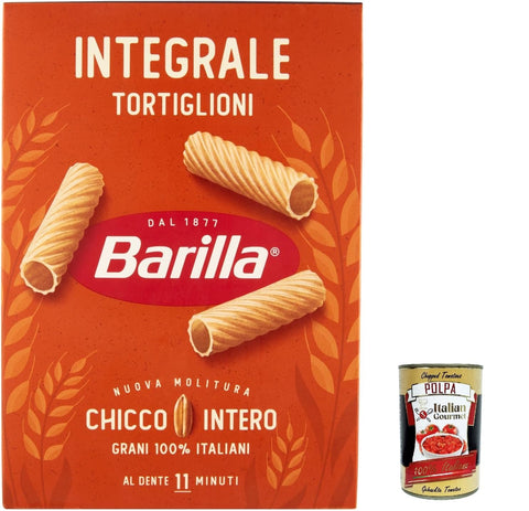 10x Pasta Integrale Barilla Tortiglioni Integrali Whole Grain Italian Pasta 500 g Pack + Italian Gourmet Polpa 400 g