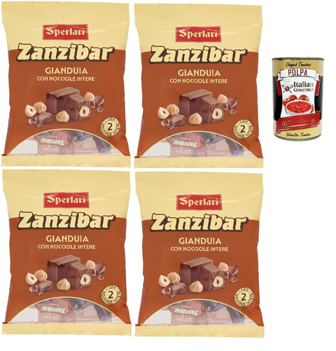 Sperlari Zanzibar Gianduia with Whole Hazelnuts - 4 x 117 g (468 g) | Italian Chocolates, Individually Wrapped - Tradition Since 1836, Premium Confectionery + Italian Gourmet Polpa