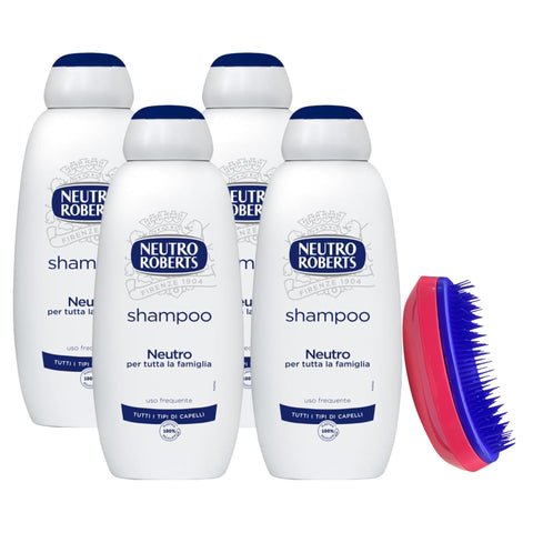 Roberts Neutral Shampoo for the Whole Family, Frequent Use, for All Hair Types, with Natural Origin Ingredients and Vitamin B3 450 ml (4 Units)