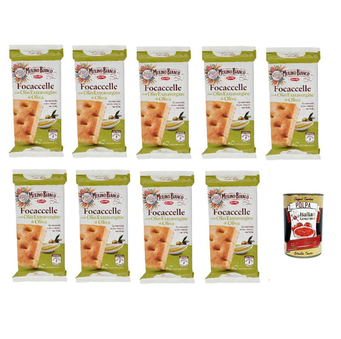 Mulino Bianco Focaccelle with Olive Oil, 9 x 198 g + Italian Gourmet Polpa 400 g