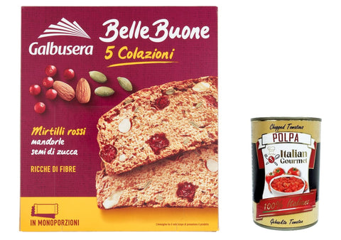 6 x Galbusera belle buone slices with cranberries, almonds, pumpkin seeds 200 g + Italian gourmet polpa 400 g