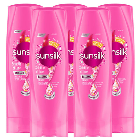 5x Sunsilk Co-Creations Light Sparks + Silk Effect Conditioner for Dull and Frizzy Hair – 5 Bottles of 200 ml