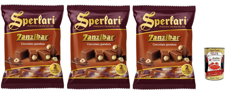 Sperlari Zanzibar - Gianduja Chocolates with Whole Hazelnuts - Italian Chocolate, Individually Wrapped - Tradition Since 1836 - Made in Italy. 3 x 115 g + Italian Gourmet Polpa 400 g