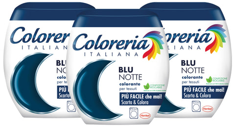 Coloreria Italiana Grey Fabric Dye and Clothes in the Washing Machine, Night Blue, 3 Packs of 350 g