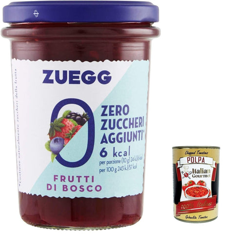 Zuegg Zero Zuccheri Wild Beer Jam Jam Sugar Free, 220 g + Italian Gourmet Polpa 400 g, Pack of 6