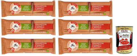 6 x Alce Nero Pasta Spaghettoni, Organic Durum Wheat Pasta, with Organic Cappelli Durum Wheat, Grown in Italy, Pack of 500 g + Italian Gourmet Polpa di Pomodoro 400 g Tin