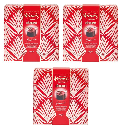 Witor's Il Boero Original Extra Dark Chocolate with Cherry and Liqueur 200 g Pack of 3
