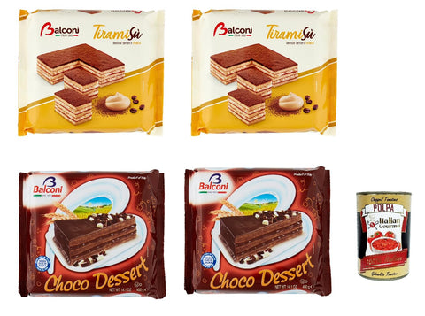 Balconi Tiramisu Tiramisù Choco Dessert Torta Chocolate Cream 4 x 400 g Cake + Italian Gourmet Polpa 400 g