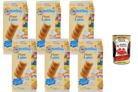 Flauti Latte Filled Milk Snack Brioche Soft Italian Pastry Individually Wrapped 6 x 280g (48 Snacks) Breakfast & Bread + Italian Gourmet Polpa