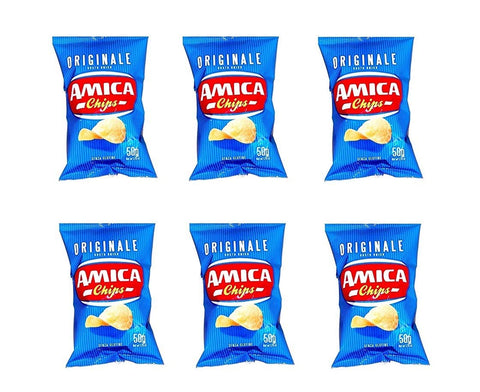 6 x Amica Chips Classica Original Patatine Potato Chips Salted 50 g Potato