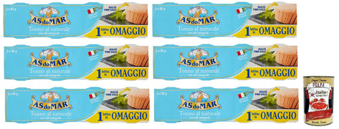 24 x AS do Mar Tonno al Naturale, Natural Tuna with Full Salt, Light, Nutritious and Healthy, Light, Nutritious and Healthy, 80 g Tin + Italian Gourmet Polpa di Pomodoro 400 g Tin