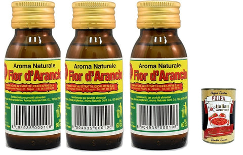 Fior d'Arancio - Natural Orange Blossom Aroma 3 x 60 ml - Liquid Baking Aroma for Cakes, Pastiera, Colomba, Desserts & Cocktails - ELA Estratti Liquori Affini, Italy + Italian Gourmet Polpa 400g