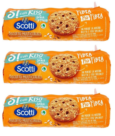 Riso Scotti Si con Riso Biscotto Multicereal Multicereal Biscuits with Chocolate Chips Lactose Free, Milk Protein Free, 250 g, Pack of Approx. 20 Biscuits