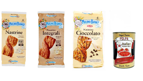 Mulino Bianco Cake Nastrine, Whole Grain Flour and Chocolate Chips 3 Pieces 240 g + Italian Gourmet Polpa 400 g