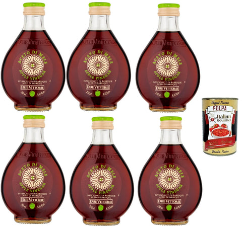 Due Vittorie Aceto di Mele, Apple Cider Vinegar with an Intense and Fruity Flavour, Acidity: 5%, 6x 250 ml + Italian Gourmet Polpa 400g