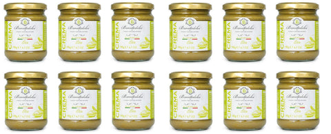 12x Brontedolci Crema Spalmabile di Pistacchio Elite Spreadable Pistachio Cream 190 g in Glass from Sicily with 40.5% Pistachio
