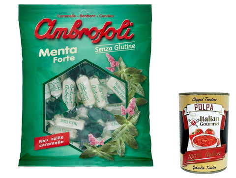12 x Ambrosoli Caramelle Menta Forte Coin Sweets 150 g + Italian Gourmet Polpa 400 g