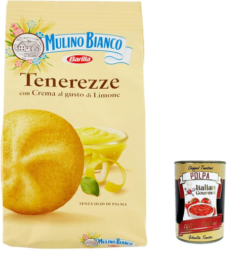 12 x Mulino Bianco Tenerezze al Lime Biscuits Shortbread Biscuits Cookies with Lemon Cream, Flavour-Intensive Breakfast - 200 g
