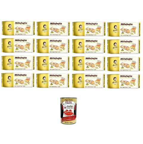 Matilde Vicenzi millefoglie snack con crema al pistacchio 125 g, 16 x 125 g pistachio cream snack + Italian gourmet polpa 400 g