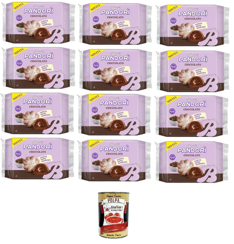 Bauli Pandori' Cioccolato Pandorì Chocolate Soft Pasta Pandoro, Speciality of Italian Pastries, Traditional Pandora Art, 12 x 178 g + Italian Gourmet Polpa 400 g