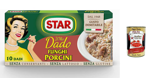 3x Star Dado Funghi Porcini Brodo Porcini Brodo Porcini Soup Cubes Broth 10 Pz + Italian Gourmet Polpa 400 g