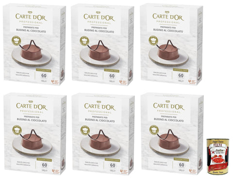 6 x Carte d'Or Professional Preparato per Budino al Cioccolato, Powder Mix for Chocolate Pudding, Gluten-Free 1 kg + Italian Gourmet Polpa di Pomodoro 400 g Tin