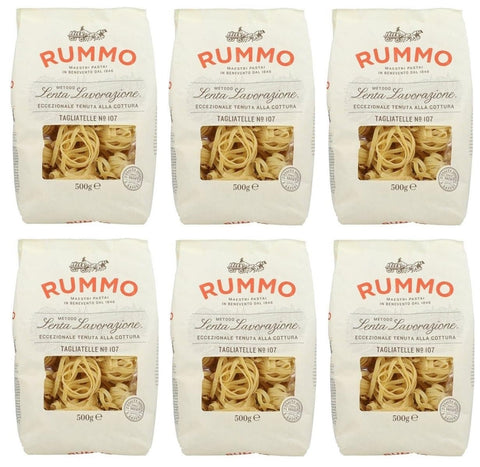 Rummo Pasta Tagliatelle N°107, Italian Pasta Made of Durum Wheat Semolina, Italian Pasta, 500 g, Pack of 6