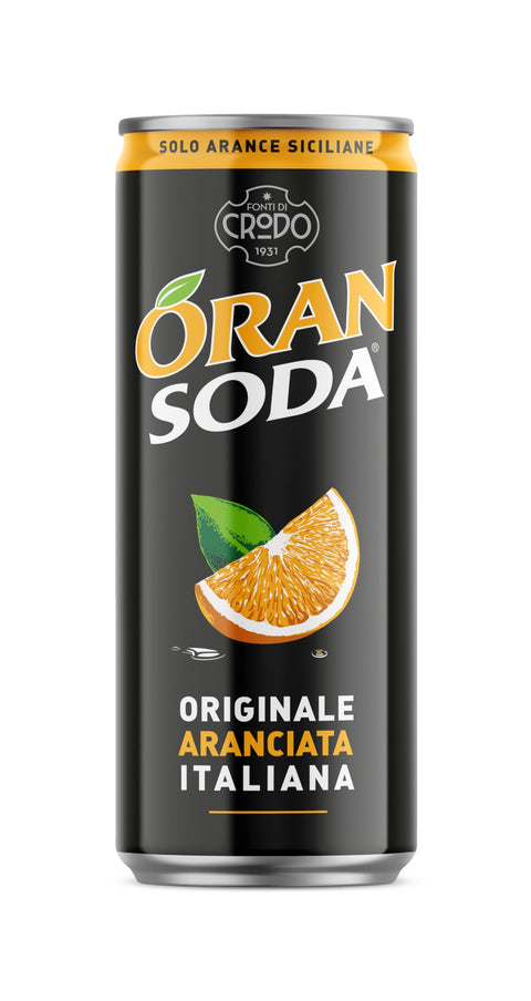 Oran Soda Crodo lemonade (24 x 330 ml) - orange lemonade - with pulp - natural aromas - oranges from southern Italy - refreshingly fruity - pure or enjoy as a cocktail - disposable tin