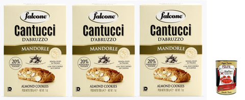 Falcone Cantucci alla Mandorla, Almond Pastry from Italy, Biscuit with Almonds, Total Pastries, 3 x 200 g + Italian Gourmet Polpa 400 g
