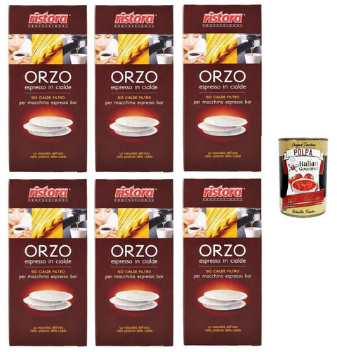 Ristora Orzo in Cialde, Barley Espresso in Pads, 6x Display with 50 Bags + Italian Gourmet Polpa 400 g
