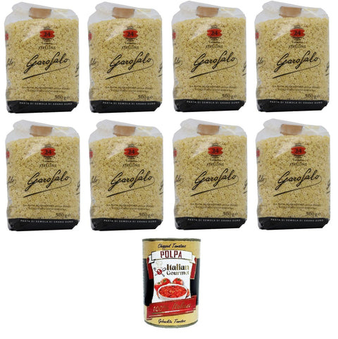 Garofalo Stelline N° 24 Pasta Made of Durum Wheat Semolina Gragnano IGP 8 x 500 g + Italian Gourmet Polpa 400 g