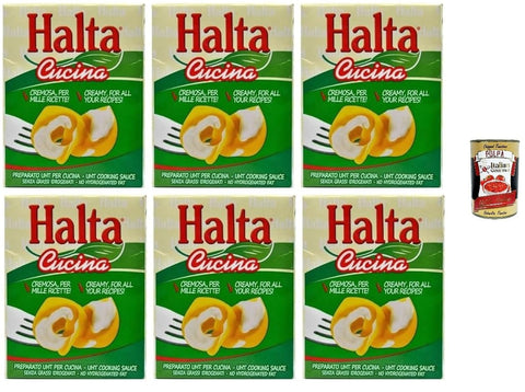 Halta Cucina UHT Cooking Cream, 200 ml, Pack of 6, Ideal for Pasta, Sauces and Pizza, + Italian Gourmet Polpa 400 g