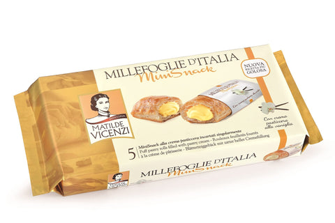 Vicenzi, MilleFoglie D'Italia Mini Snack with Light Cream Filling, Italian Puff Pastry with Delicate Light Cream Filling, Mini Snack (16 x 125 g)
