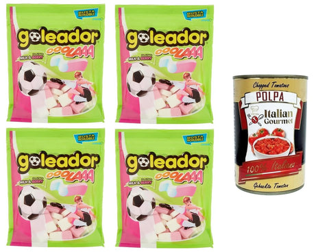 Goleador Ooolaaa Caramelle Gommose Gusto Milk & Berry Ooolaaa Gummy Sweets with Milk and Berry Flavour 4 x 180 g + Italian Gourmet Polpa 400 g