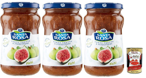 Santa Rosa, Confettura di Fichi, Fig Jam Spread, Figs Jam, Ideal for Desserts and Cakes, 3 x 350 g + Italian Gourmet Polpa 400 g