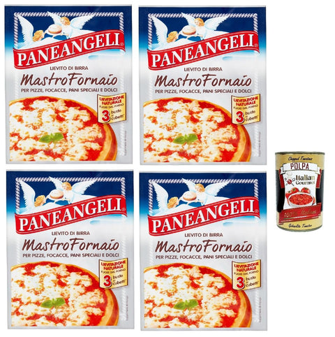 Paneangeli Lievito di Birra Mastro Fornaio - Brewer's Yeast - Versatile Dehydrated Yeast for Savoury and Sweet Foods - 4 x 21 g (3 Bags of 7 g) + Italian Gourmet Polpa 400 g